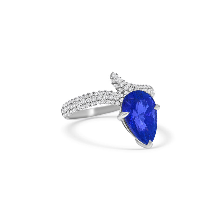Pear Cut Tanzanite Split Shank Ring