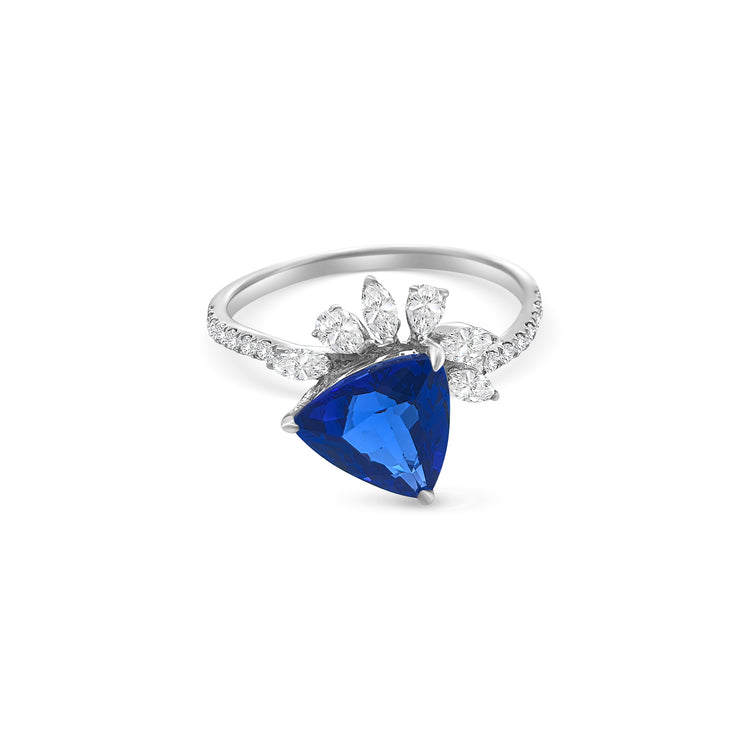 Trilliant Cut Tanzanite Diamond Cluster Ring