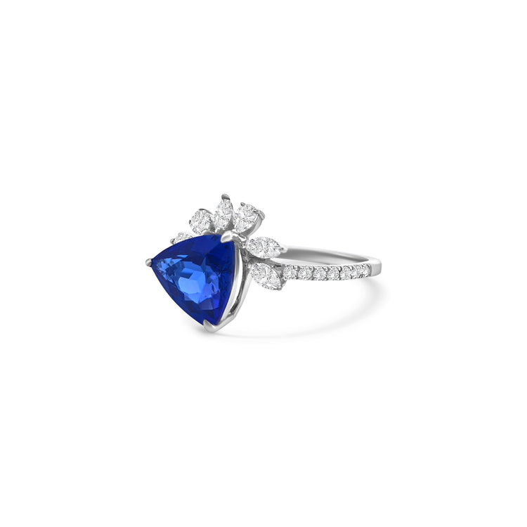 Trilliant Cut Tanzanite Diamond Cluster Ring