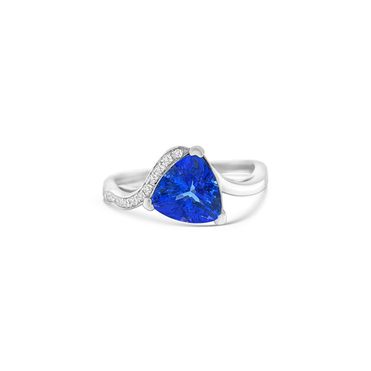 Trillion Cut Tanzanite & Diamond Ring