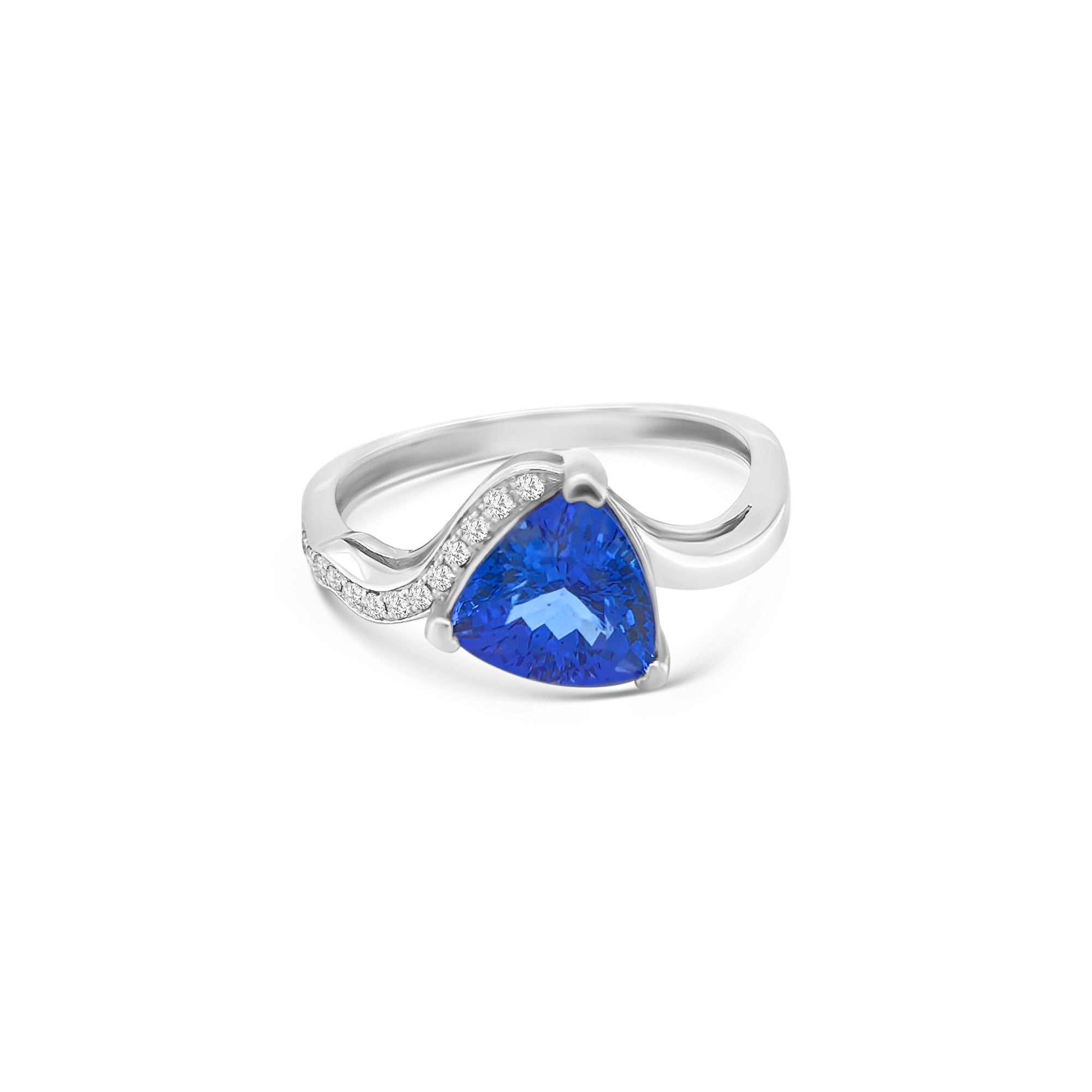 Trillion Cut Tanzanite & Diamond Ring