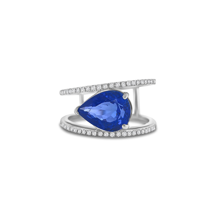 Pear Shape Tanzanite & Diamond Ring