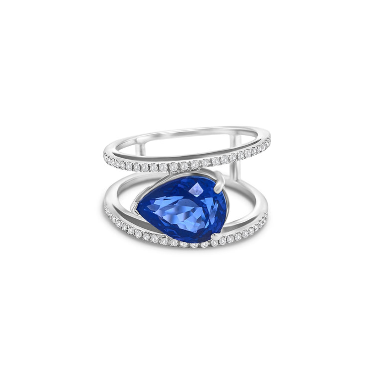 Pear Shape Tanzanite & Diamond Ring