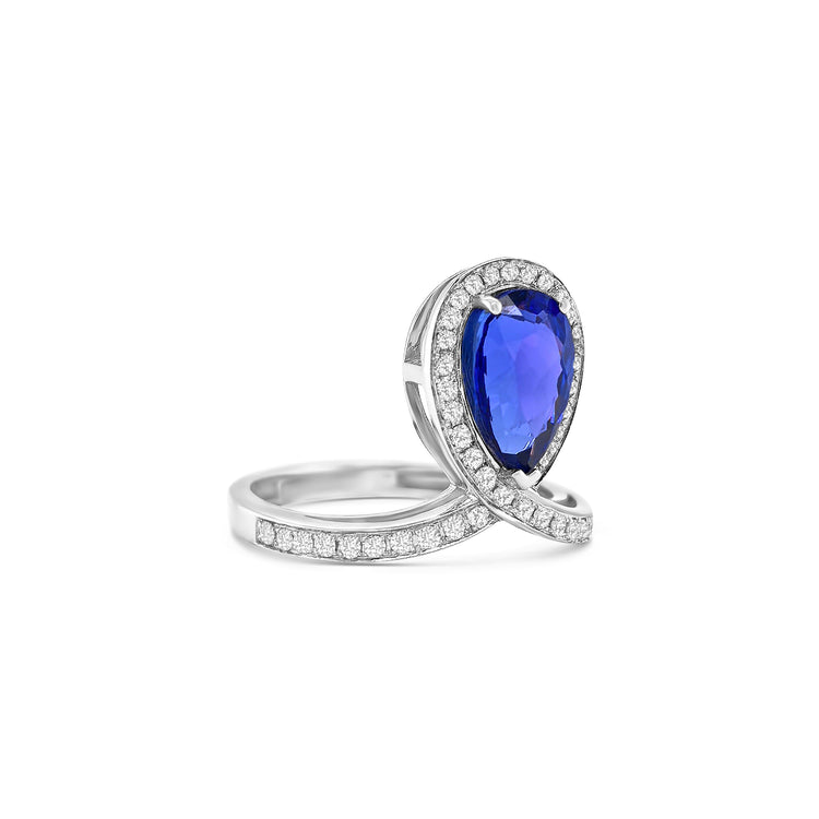 Pear Shape Tanzanite &  Diamond Ring