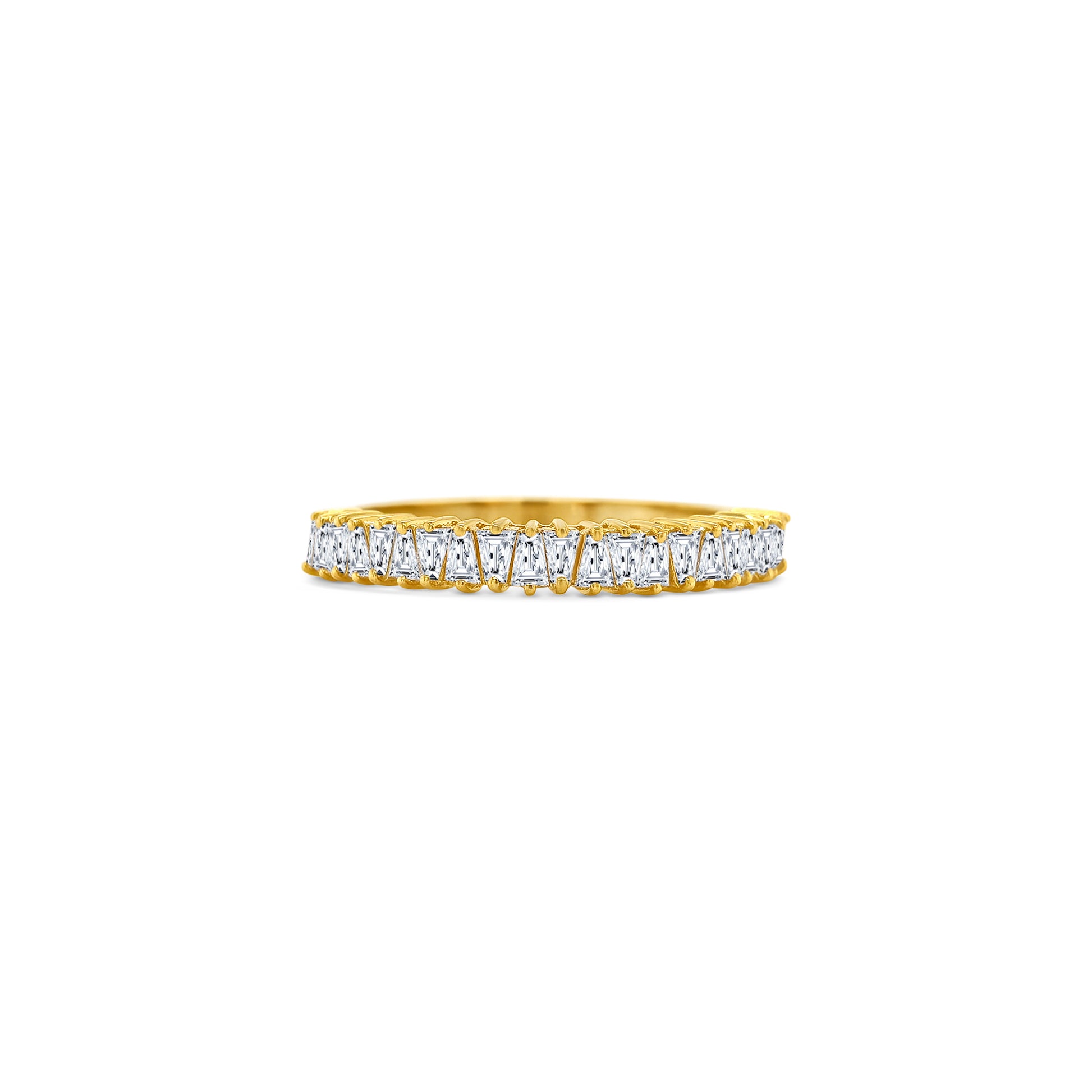 tapered baguette diamond band, half eternity wedding ring, diamond stacking ring, baguette eternity band, minimalist diamond ring, modern engagement band, sleek diamond ring