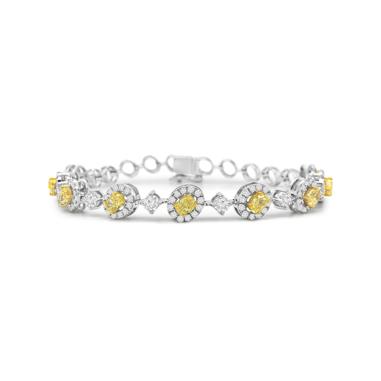 Oval Fancy Yellow & Round Brilliant Diamond Link Bracelet