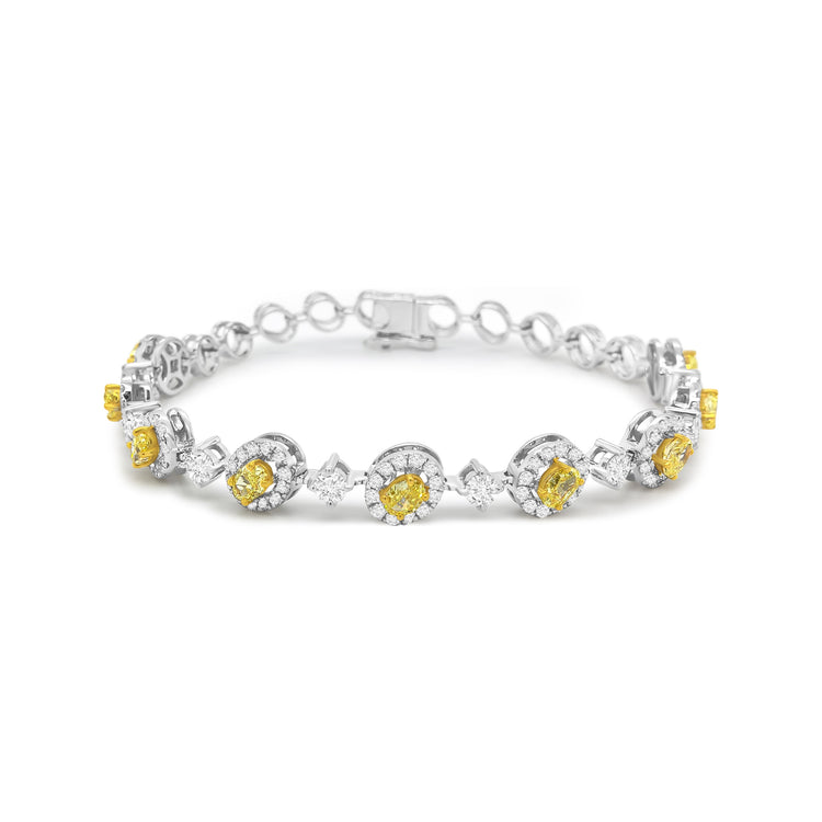 Oval Fancy Yellow & Round Brilliant Diamond Link Bracelet
