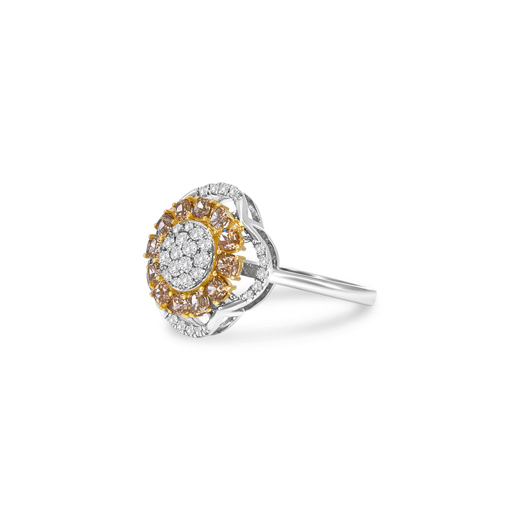 Fancy Yellow Cushion Cut Diamond Cluster Ring