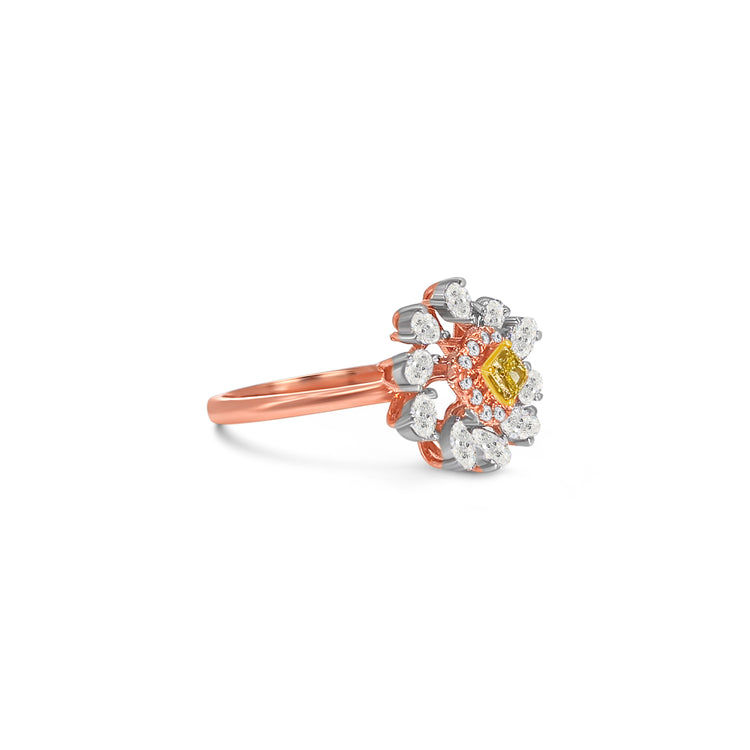 Fancy Light Yellow Radiant Cut Diamond Cluster Ring