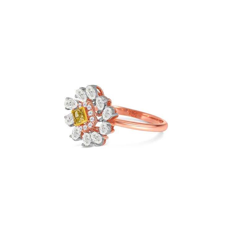 Fancy Light Yellow Radiant Cut Diamond Cluster Ring