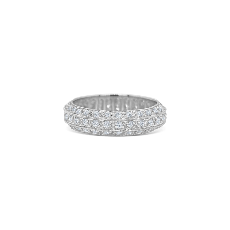 Round Brilliant Triple Row Eternity Diamond Ring
