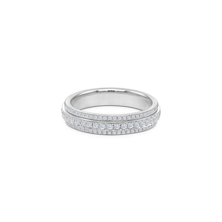 Round Brilliant Triple Row Diamond Ring