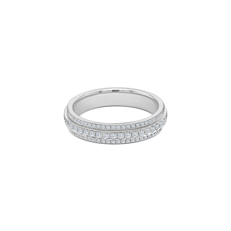 Round Brilliant Triple Row Diamond Ring
