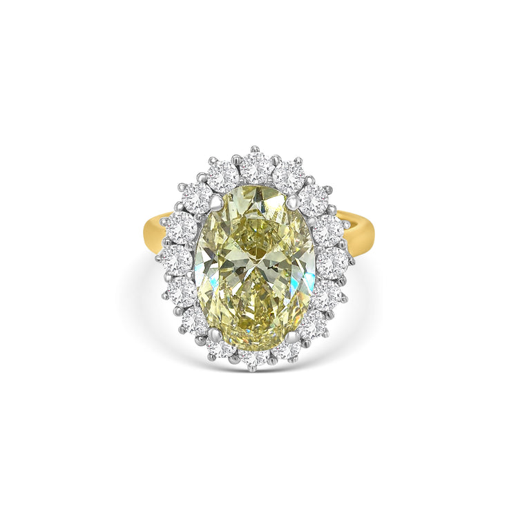 Fancy Yellow Oval Cut Halo Diamond Ring