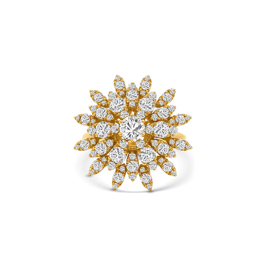 Round Brilliant Halo Flower Diamond Ring
