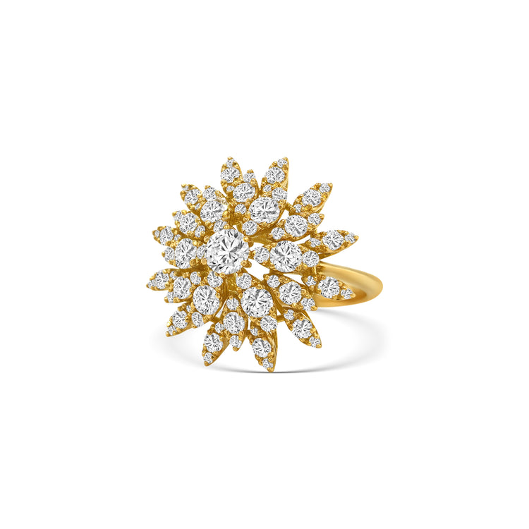 Round Brilliant Halo Flower Diamond Ring