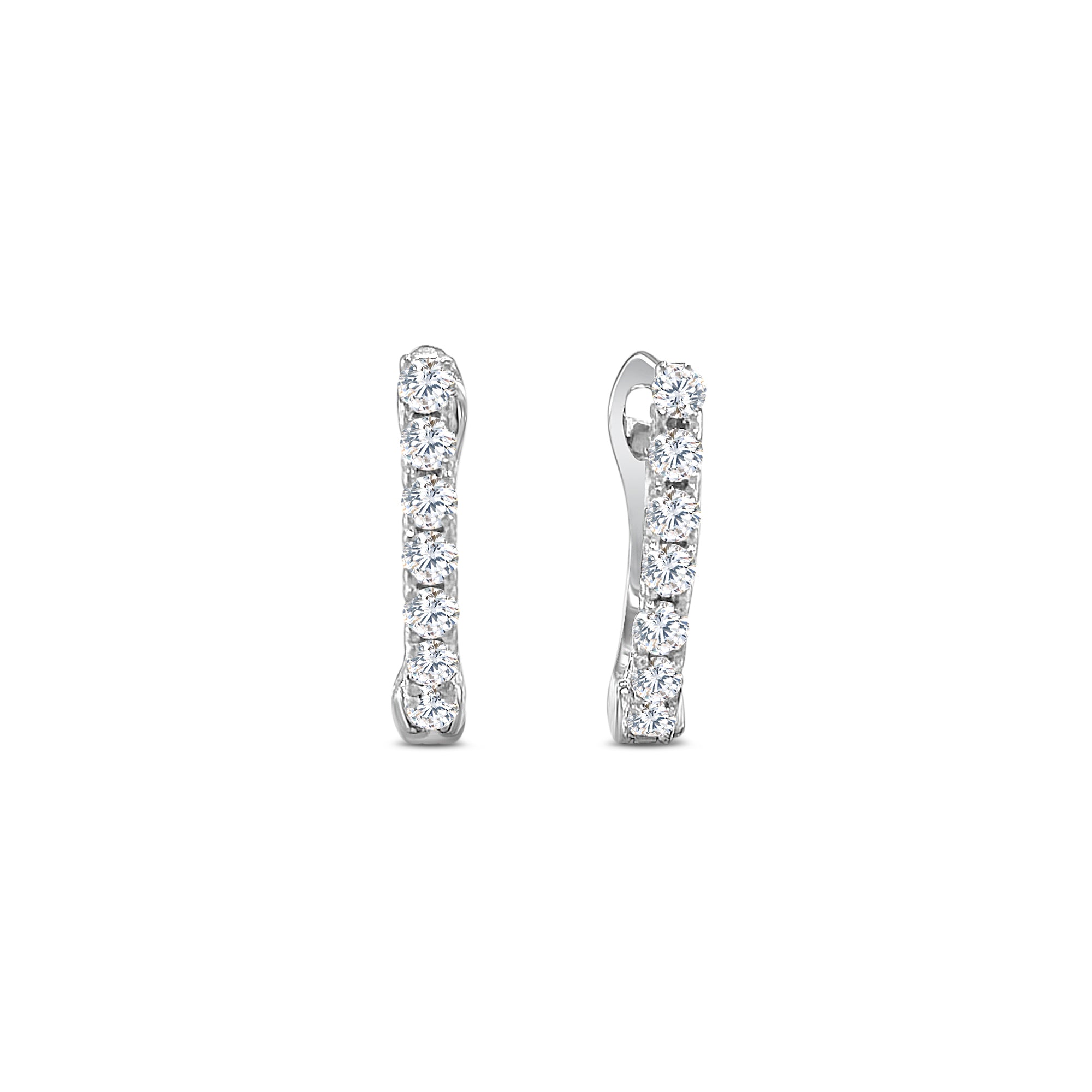 Elegant huggy earrings featuring round brilliant-cut diamonds