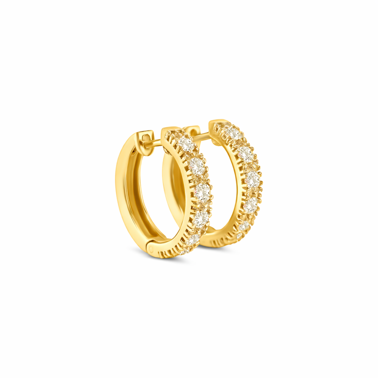 Round Brilliant Cut Diamond Huggy Earrings