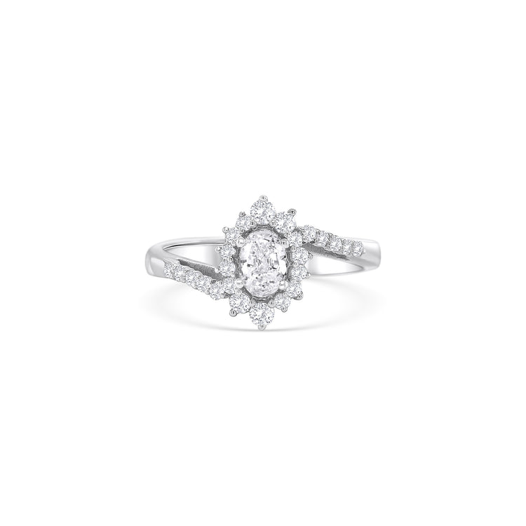Oval Diamond Halo Ring