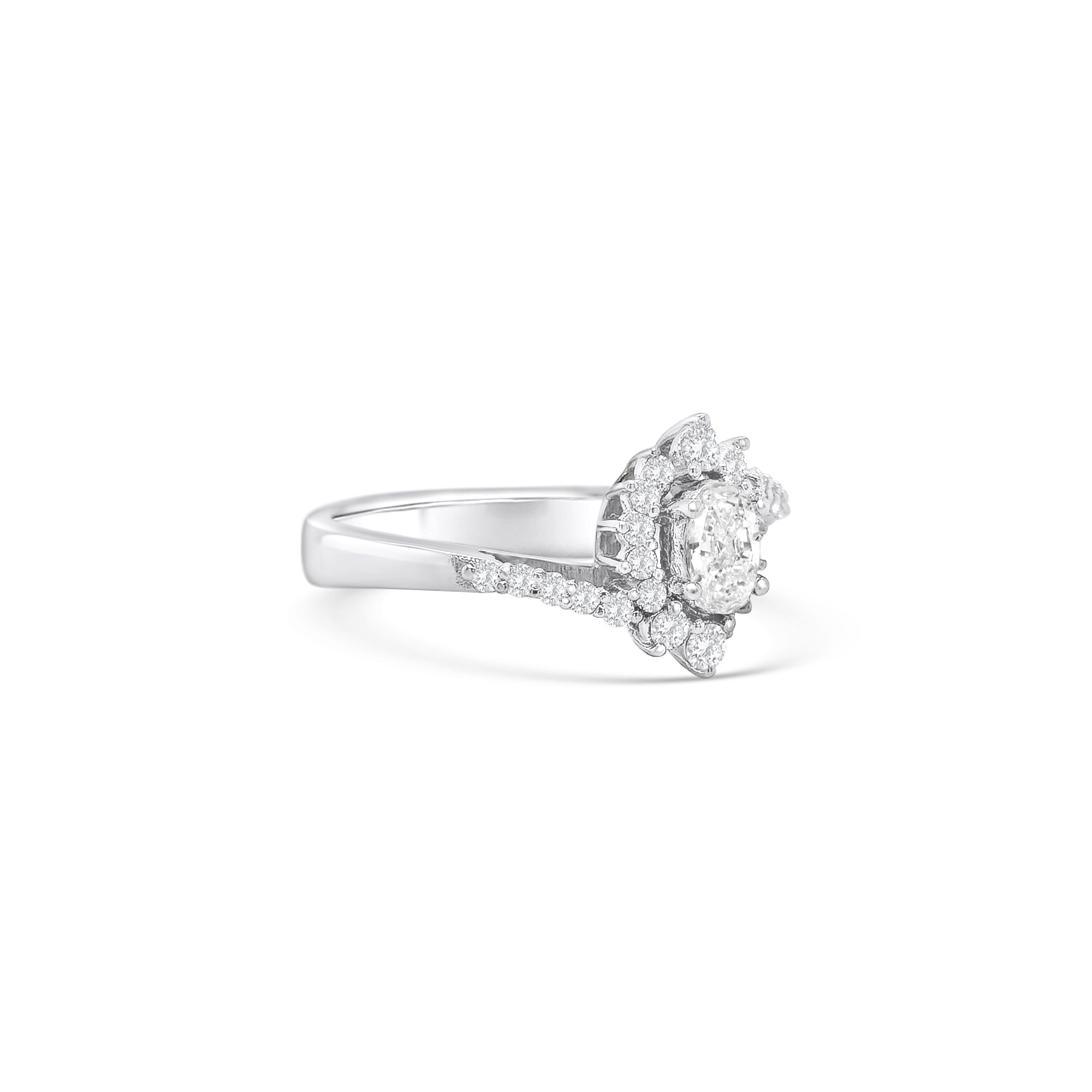 Oval Diamond Halo Ring