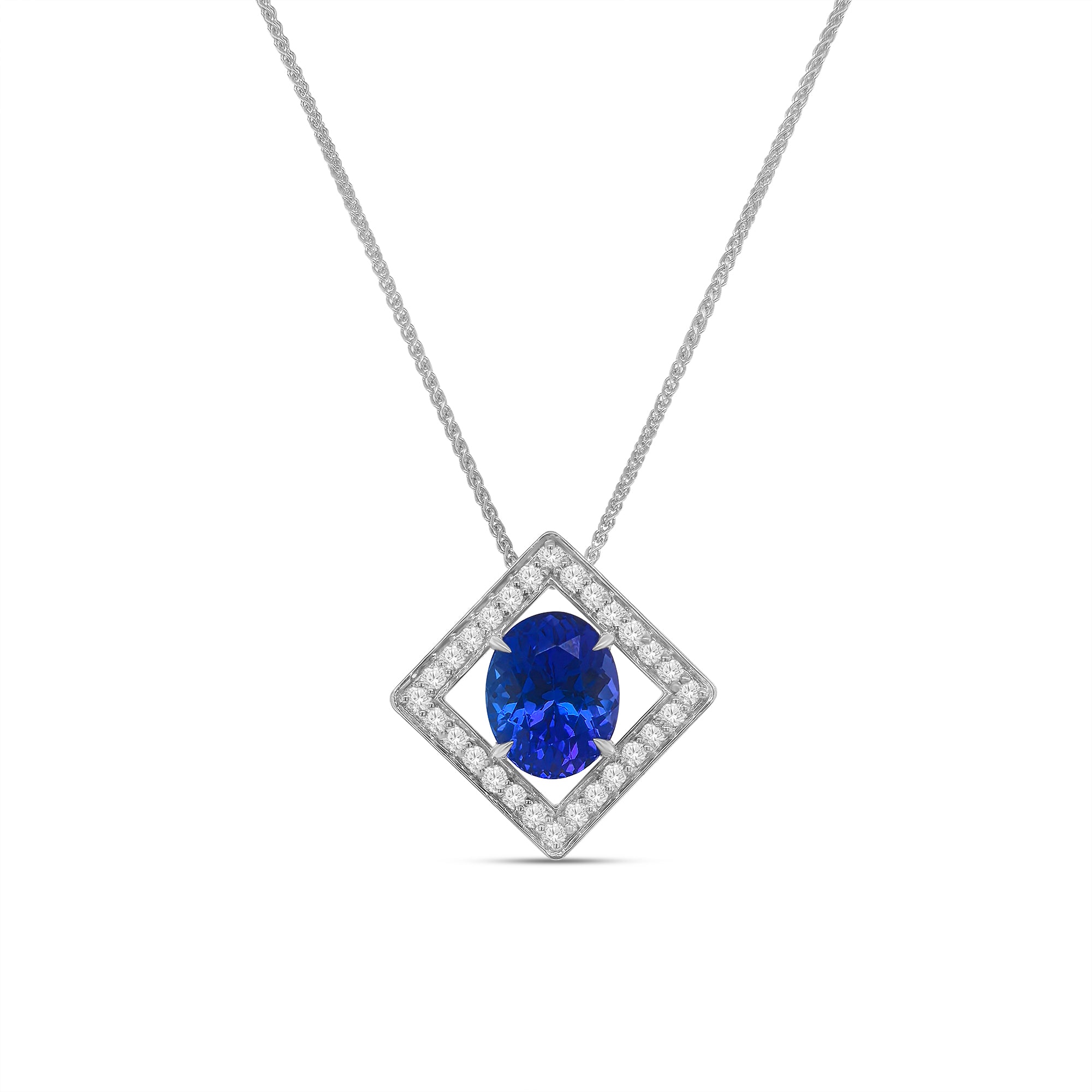 Oval Tanzanite & Diamond Pendant