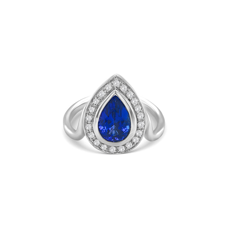 Pear Shape Tanzanite & Diamond Dress Ring
