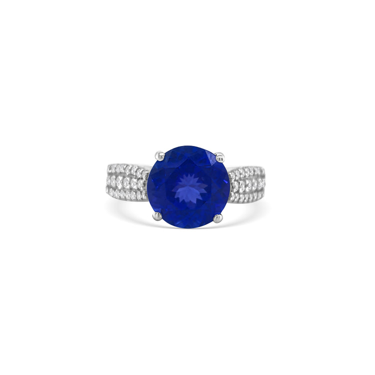 Round Cut Tanzanite & Diamond Ring