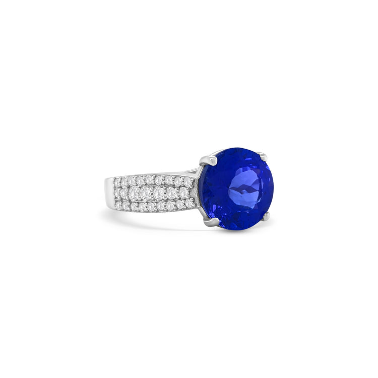 Round Cut Tanzanite & Diamond Ring