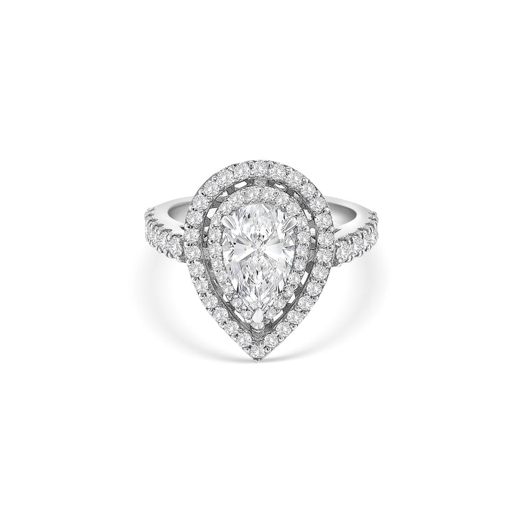 Pear Shape Double Halo Diamond Ring
