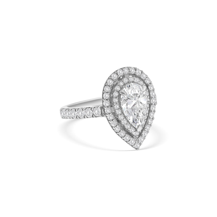 Pear Shape Double Halo Diamond Ring