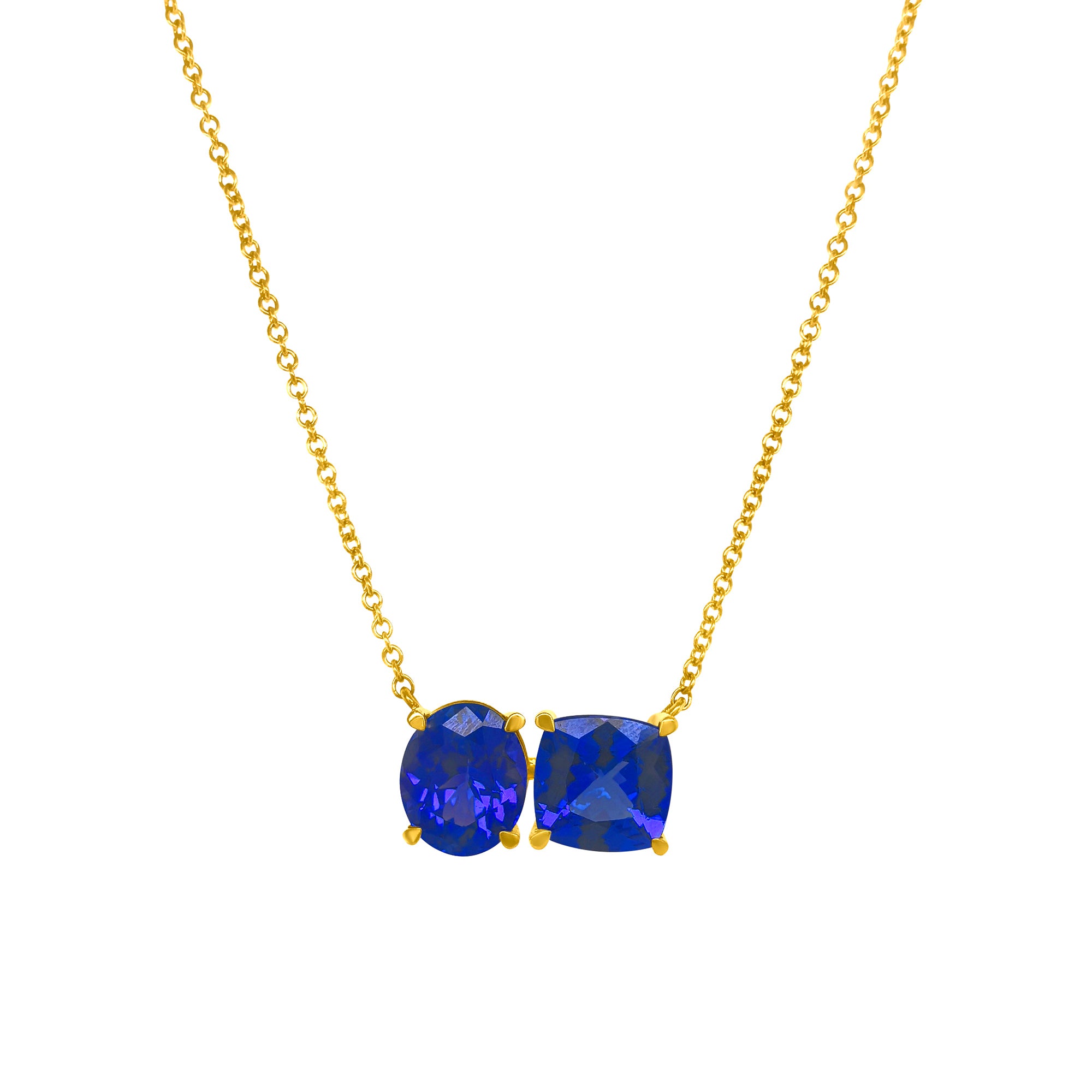 Oval Cut & Cushion Cut Tanzanite Necklace