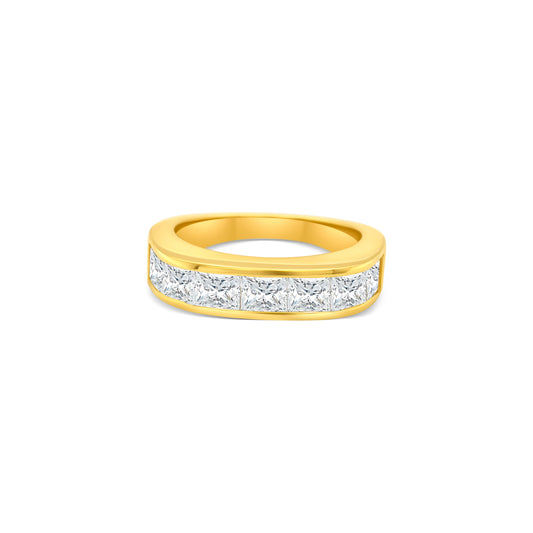 princess cut diamond band, channel set diamond ring, princess cut wedding band, modern diamond band, women’s diamond eternity ring

