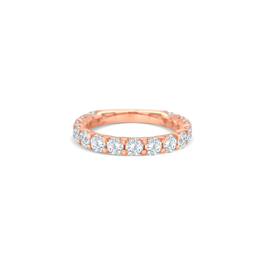 round brilliant half eternity ring, round diamond half eternity band, half eternity ring women, classic diamond ring, elegant eternity band