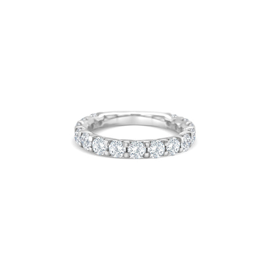 round brilliant half eternity ring, round diamond half eternity band, half eternity ring women, classic diamond ring, elegant eternity band