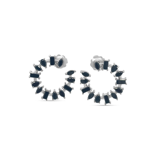 Pear Shape & Marquise Cut Black Diamond Hoop Earrings