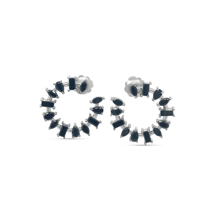 Pear Shape & Marquise Cut Black Diamond Hoop Earrings