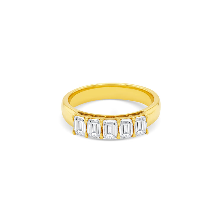 Emerald Cut Half Eternity Diamond Ring
