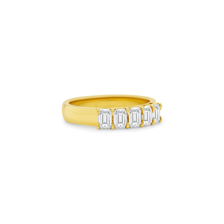 Emerald Cut Half Eternity Diamond Ring