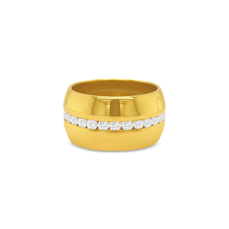 Round Brilliant Wide Channel Set Diamond Ring