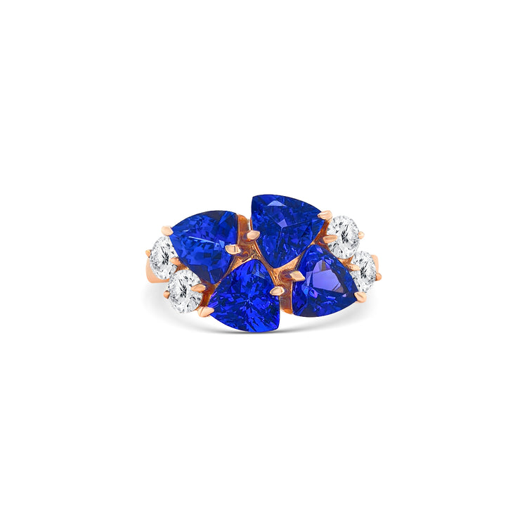 Trillion Cut Tanzanite & Diamond Ring