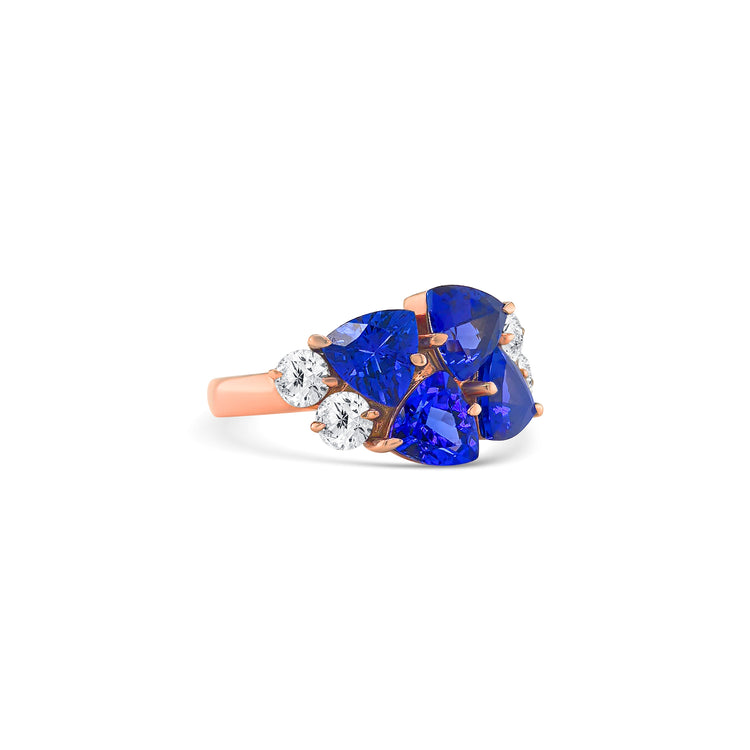 Trillion Cut Tanzanite & Diamond Ring