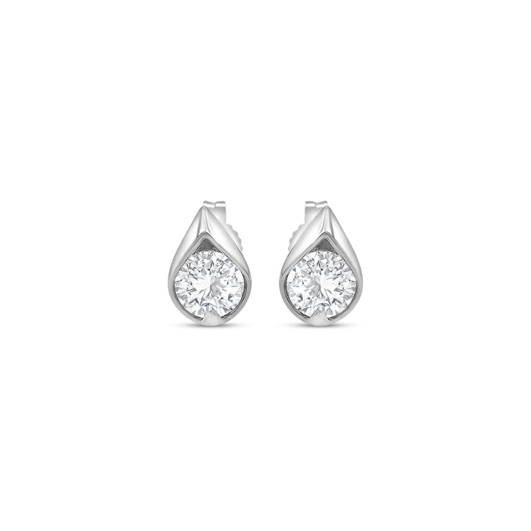 Round Brilliant Pear Shaped Diamond Stud Earrings