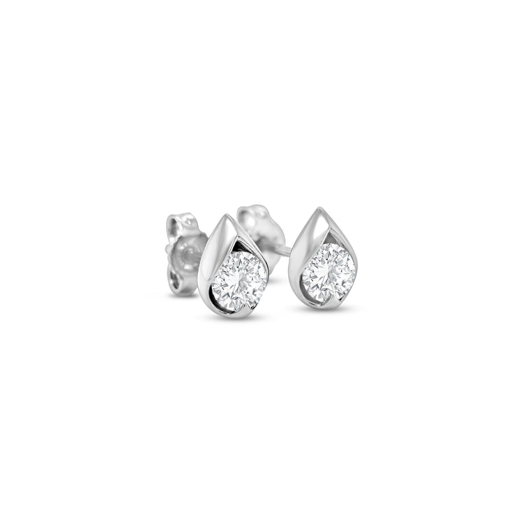 Round Brilliant Pear Shaped Diamond Stud Earrings