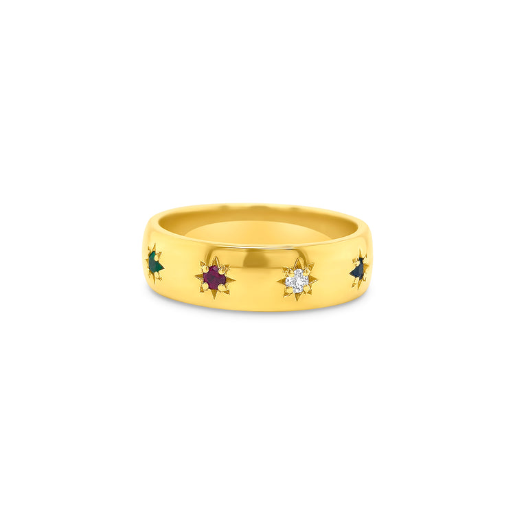 Multi-Coloured Gemstone & Diamond Ring