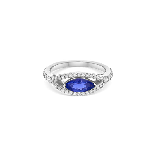Marquise Tanzanite Split Shank Diamond Ring