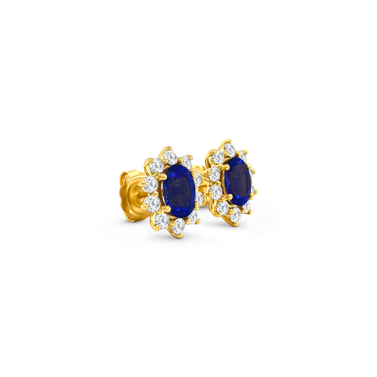 Oval Cut Tanzanite & Diamond Stud Earrings