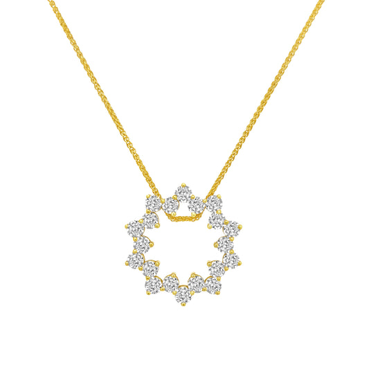 Round Brilliant Floral Shaped Diamond Pendant