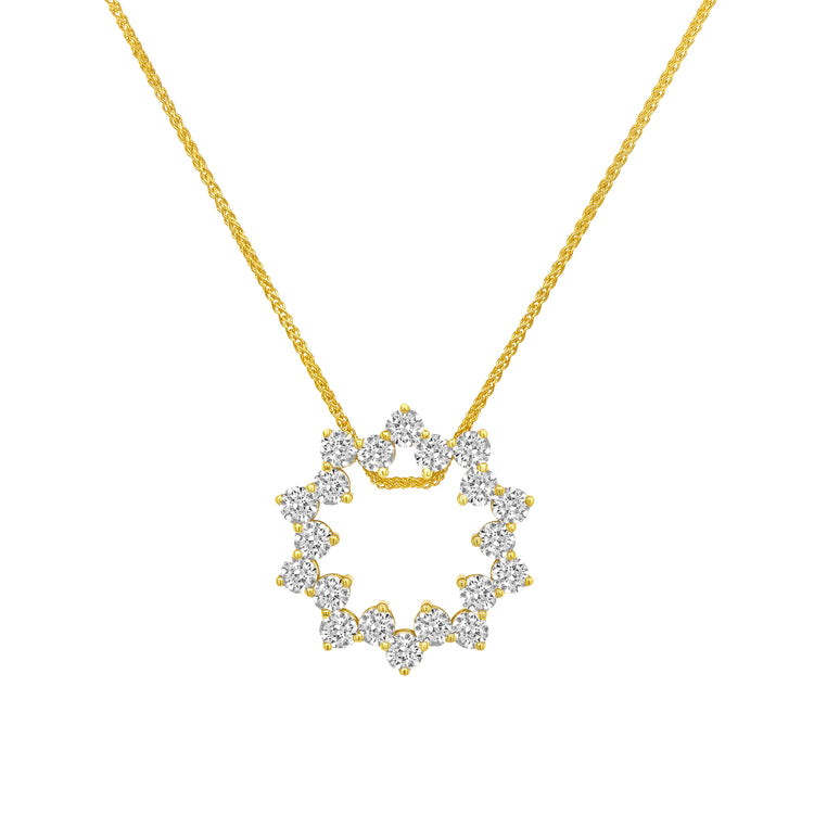 Round Brilliant Floral Shaped Diamond Pendant