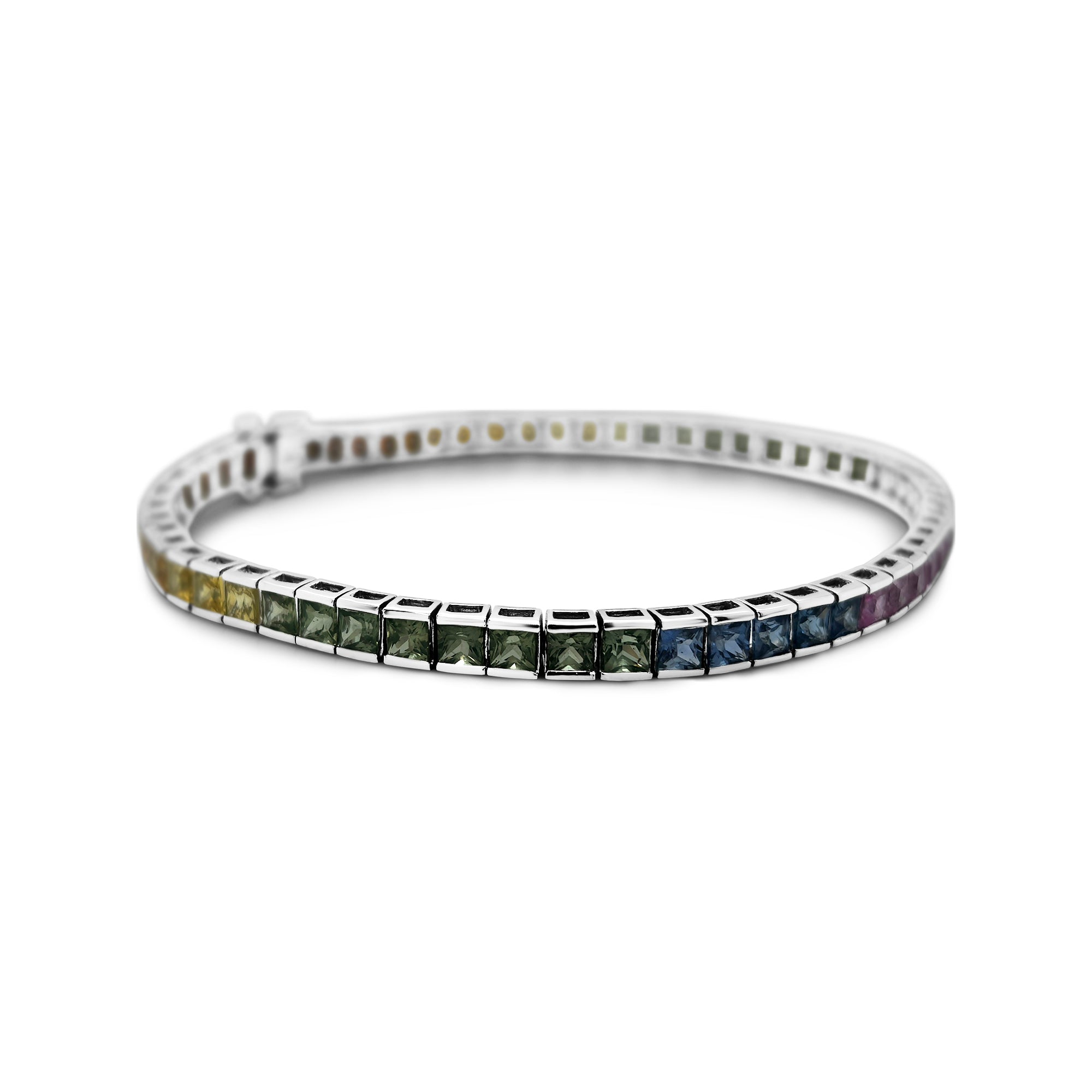 Multi-colour Princess Cut Sapphire Bracelet