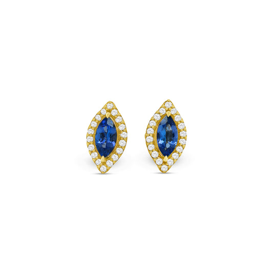 Marquise Cut Tanzanite & Diamond Halo Stud Earrings